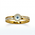Bracelet rigide avec mauvais œil et nacre - 100 % acier plaqué or 18 carats