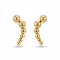 Boucles d'oreilles grimpantes à billes graduées, 100 % acier plaqué or 18 carats