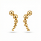 Boucles d'oreilles grimpantes à billes graduées, 100 % acier plaqué or 18 carats