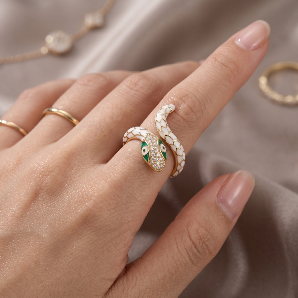 Bague Serpent Blanc