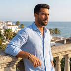 Bracelet et chaîne en cuir noir pour homme – Acier plaqué or 18 carats