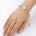 Bracelet Trèfles Gravés - 100% Acier Argenté