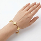 Bracelet Trèfles Gravés - 100 % Acier Plaqué Or 18K
