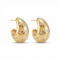 Boucles d'oreilles pendantes incrustées de zircones cubiques - 100 % acier plaqué or 18 carats