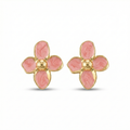 Boucles d'oreilles à tige en forme de pétale rose avec centre doré - 100 % acier plaqué or 18 carats
