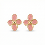 Boucles d'oreilles à tige en forme de pétale rose avec centre doré - 100 % acier plaqué or 18 carats