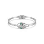 Bracelet rigide motif serpent avec émail et zircone - 100 % acier rhodié