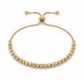 Bracelet ajustable en acier plaqué or 18 carats avec perles texturées