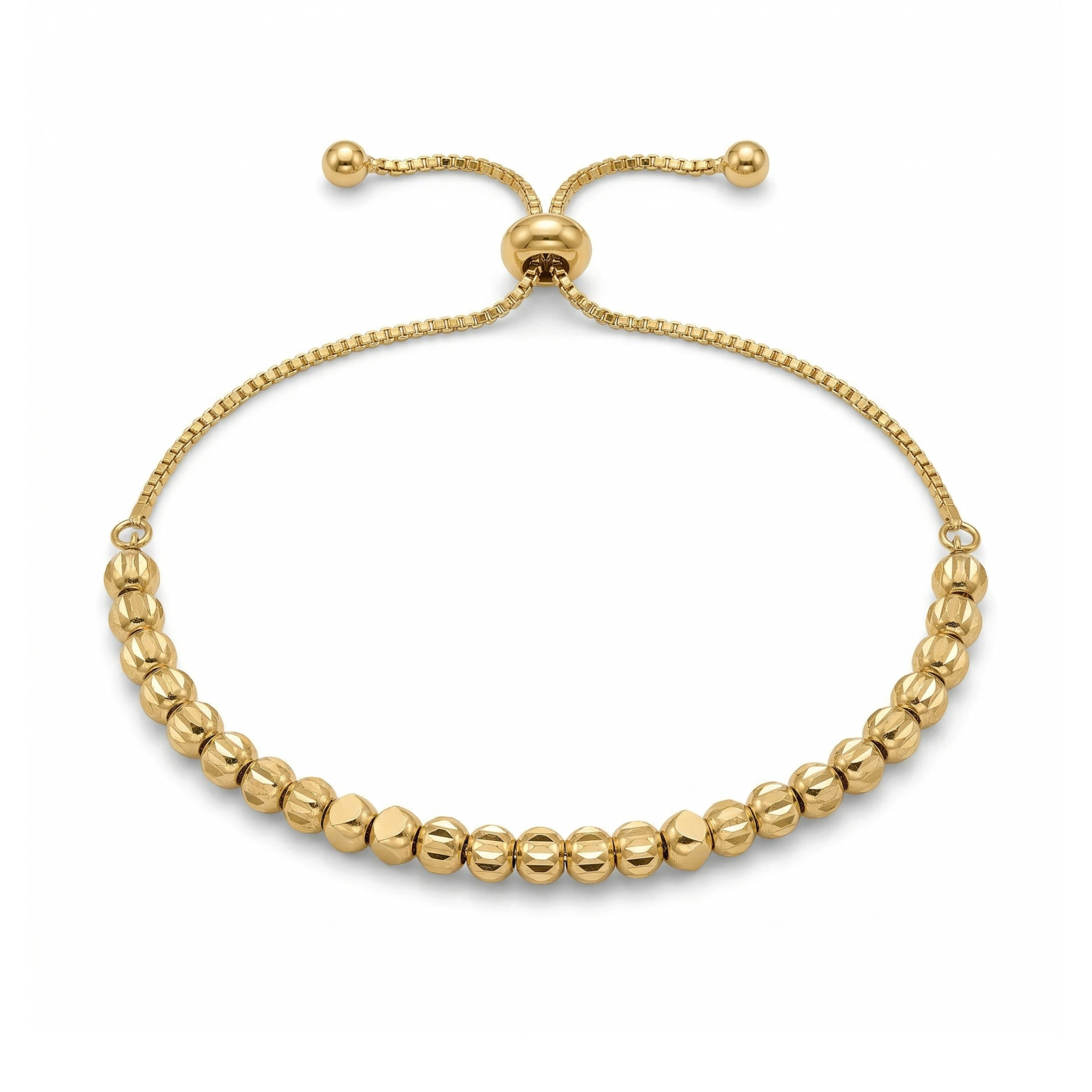 Bracelet ajustable en acier plaqué or 18 carats avec perles texturées