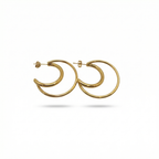 Boucles d'oreilles créoles doubles demi-lune 100 % acier plaqué or 18 carats