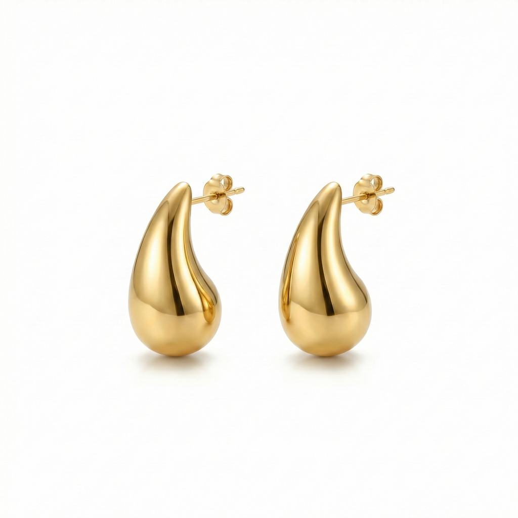Teardrop Hoop Earrings - 100% 18K Gold Plated Steel
