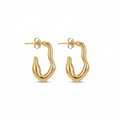 Boucles d'oreilles ondulées irrégulières 100 % acier plaqué or 18 carats