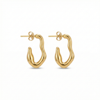 Boucles d'oreilles ondulées irrégulières 100 % acier plaqué or 18 carats