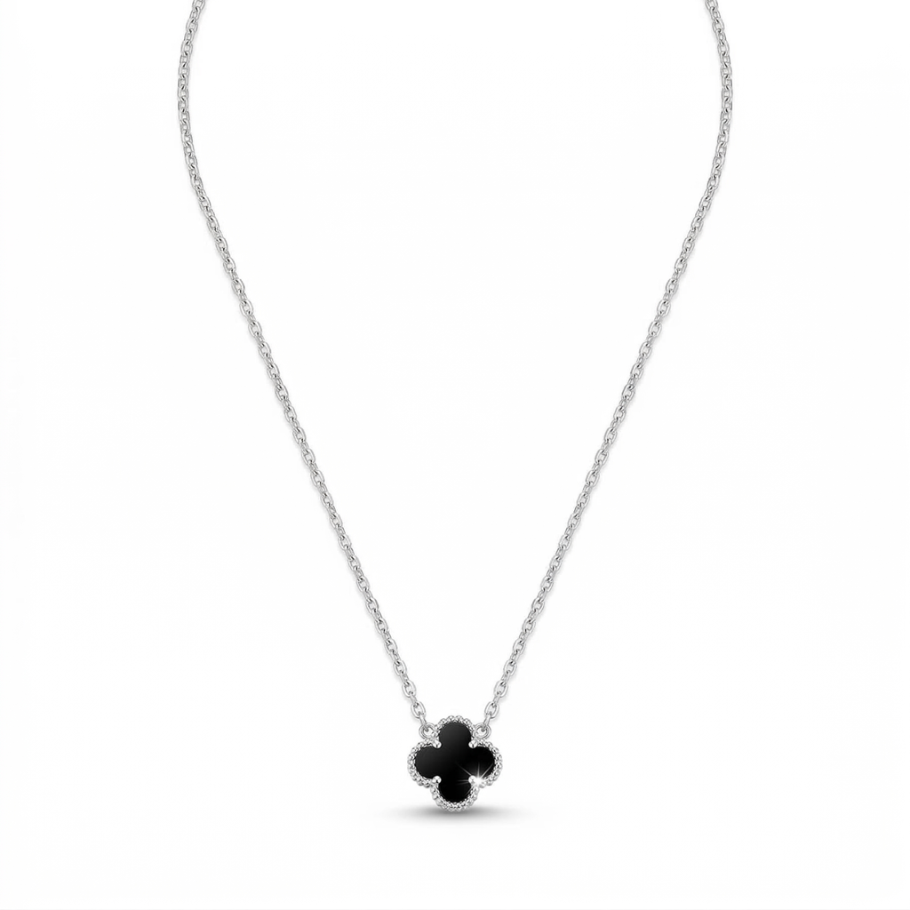 Ensemble Trèfle Noir Argenté