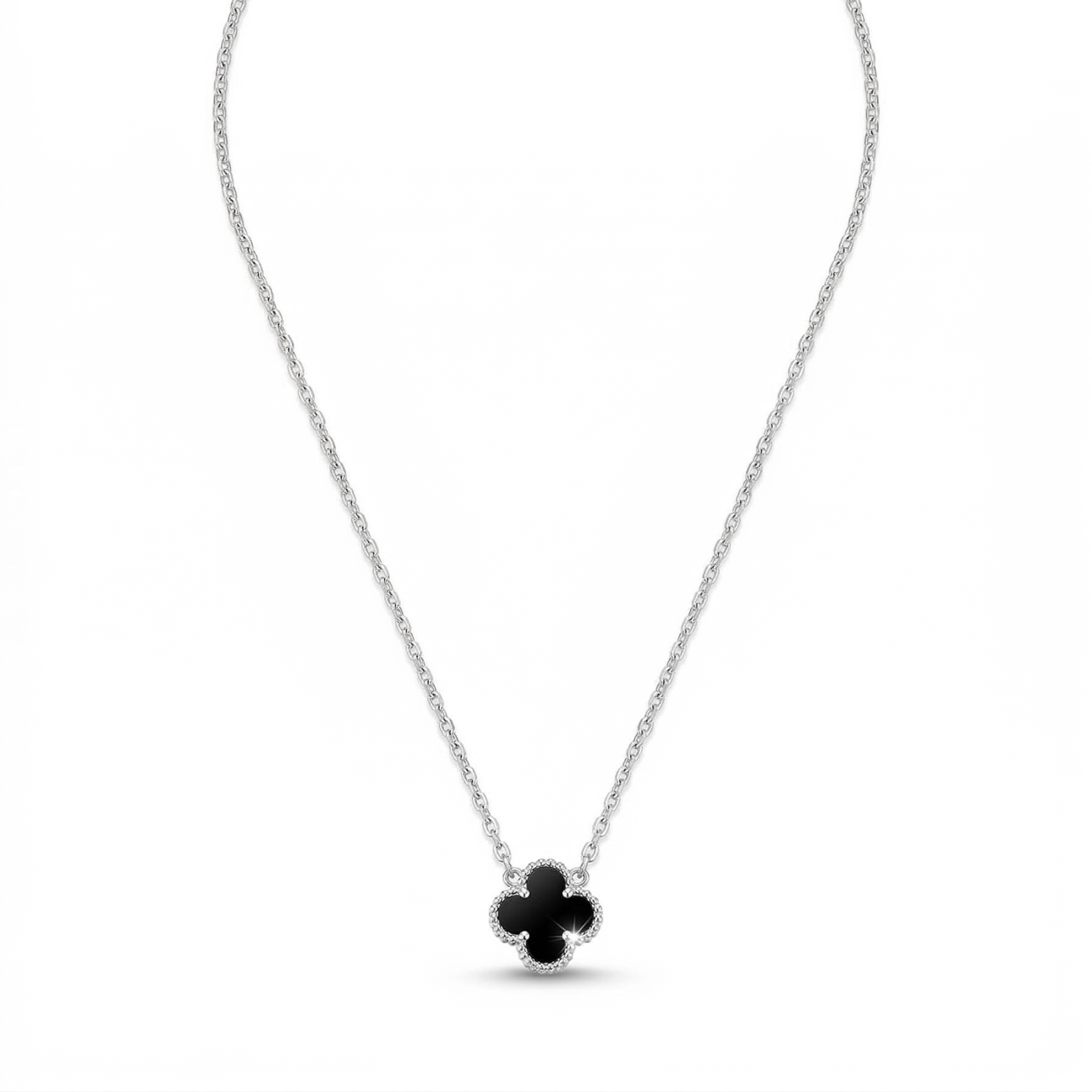 Ensemble Trèfle Noir Argenté