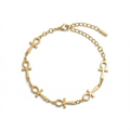 Bracelet croix égyptienne (Ankh) 100 % acier plaqué or 18 carats