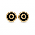Boucles d'oreilles cercles concentriques noirs et or, 100 % acier plaqué or 18 carats