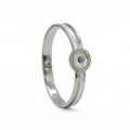 Bracelet rigide avec mauvais œil et nacre - 100 % acier rhodié