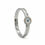 Bracelet rigide avec mauvais œil et nacre - 100 % acier rhodié