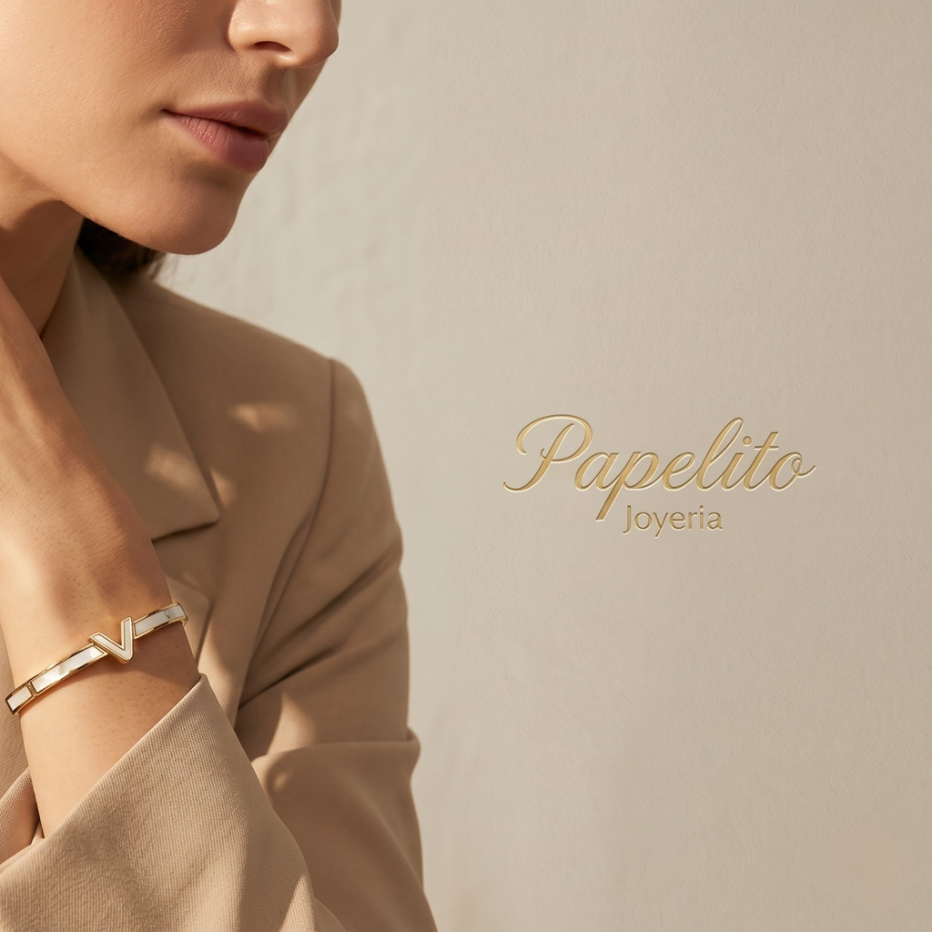 Bracelet cœur émaillé blanc - 100 % acier plaqué or 18 carats