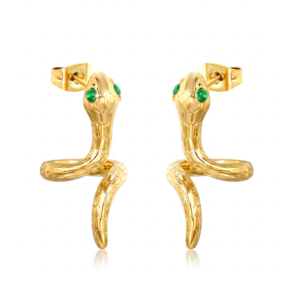 Boucles d'oreilles sculpturales « Serpent doré »