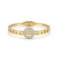 Bracelet rigide avec arbre de vie et zircone - 100 % acier plaqué or 18 carats