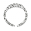 Bracelet à grosse chaîne avec maillons centraux étincelants en acier plaqué argent