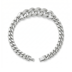 Bracelet à grosse chaîne avec maillons centraux étincelants en acier plaqué argent