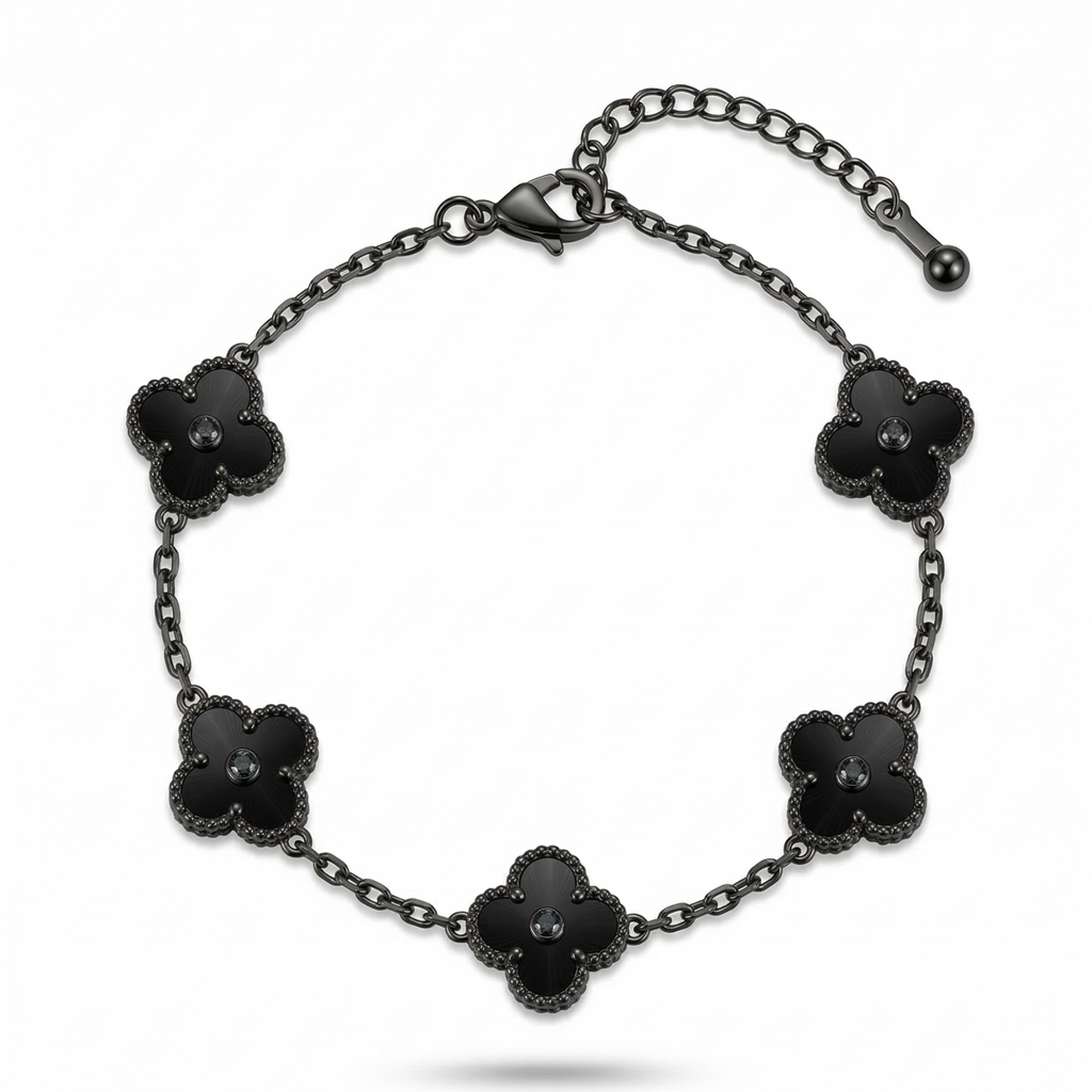 Bracelet texturé Black Clover - 100 % acier plaqué rhodium noir