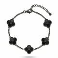 Bracelet texturé Black Clover - 100 % acier plaqué rhodium noir