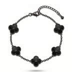 Bracelet texturé Black Clover - 100 % acier plaqué rhodium noir
