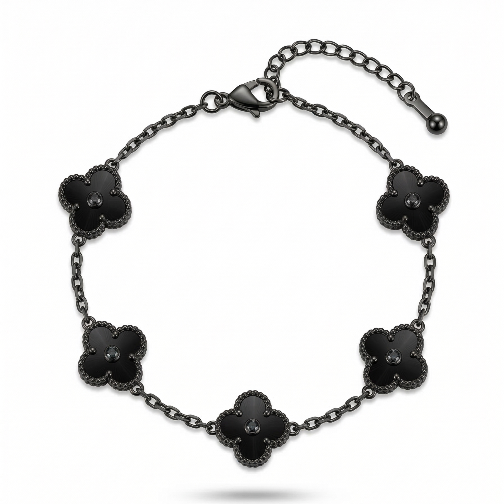 Bracelet texturé Black Clover - 100 % acier plaqué rhodium noir