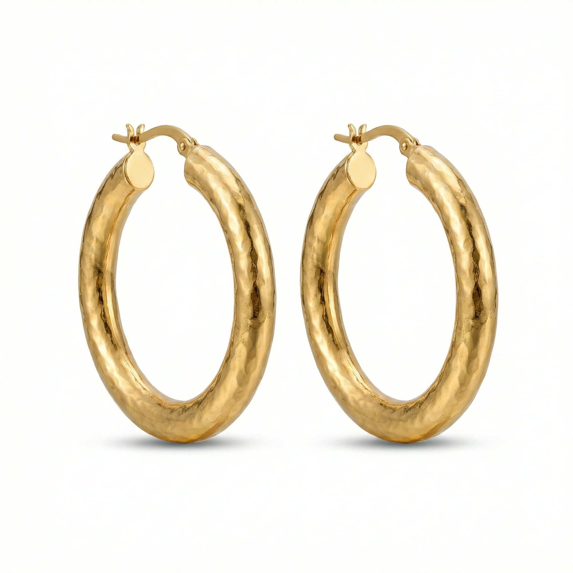 Greek Engraved Hoop Earrings 100% 18K Gold Plated Steel