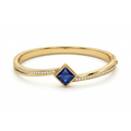 Bracelet rigide avec cristal carré bleu et zircone - 100 % acier plaqué or 18 carats