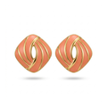 Boucles d'oreilles géométriques en émail rose et rayures dorées, 100 % acier plaqué or 18 carats