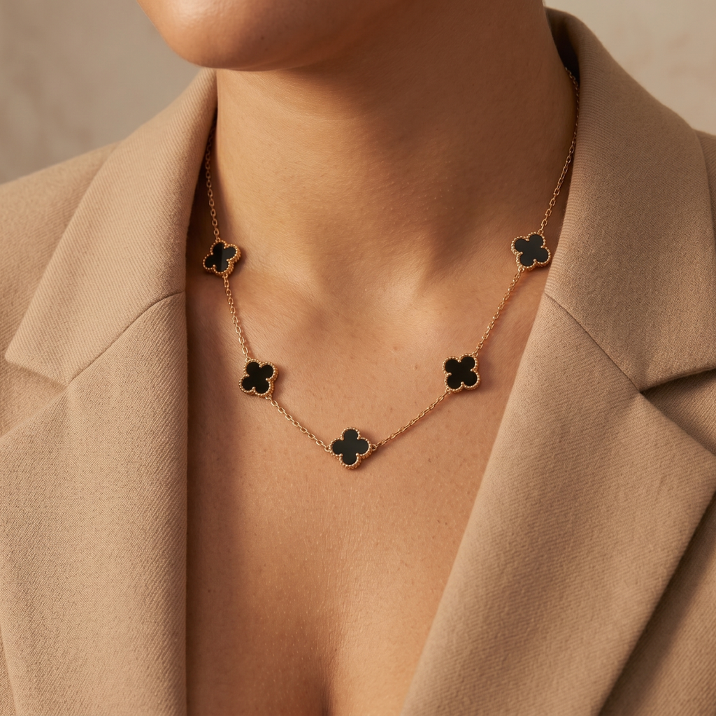 Collier trèfle Nocturne de Soirée