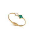 Rigid Bracelet with White Mother-of-Pearl and Green Malachite Clover 100% 18K Gold Plated Steel