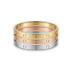 Lot de 3 bracelets Love en acier inoxydable plaqué or 18 carats – Or, argent et or rose