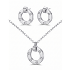 Silver Plated Circular Clou Necklace and Earrings
