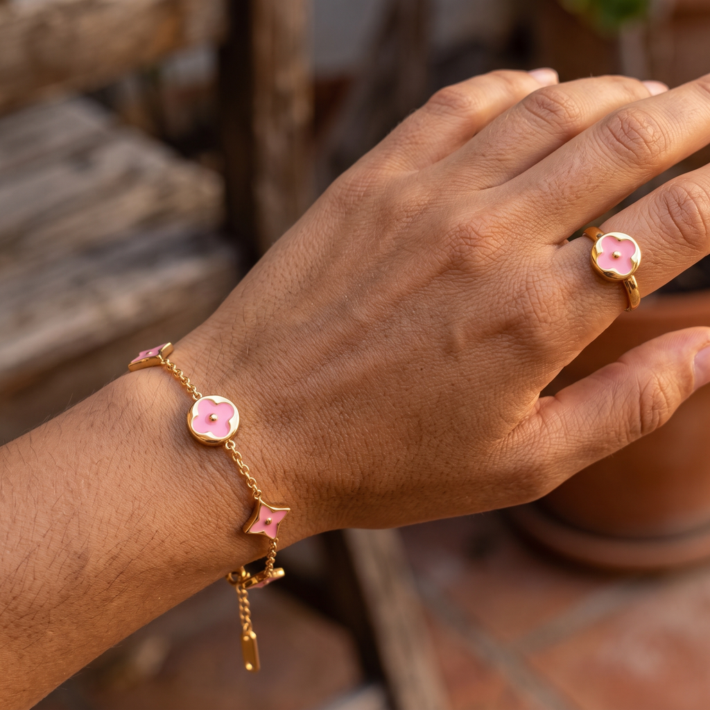 Pulsera y Anillo Jardin Rose