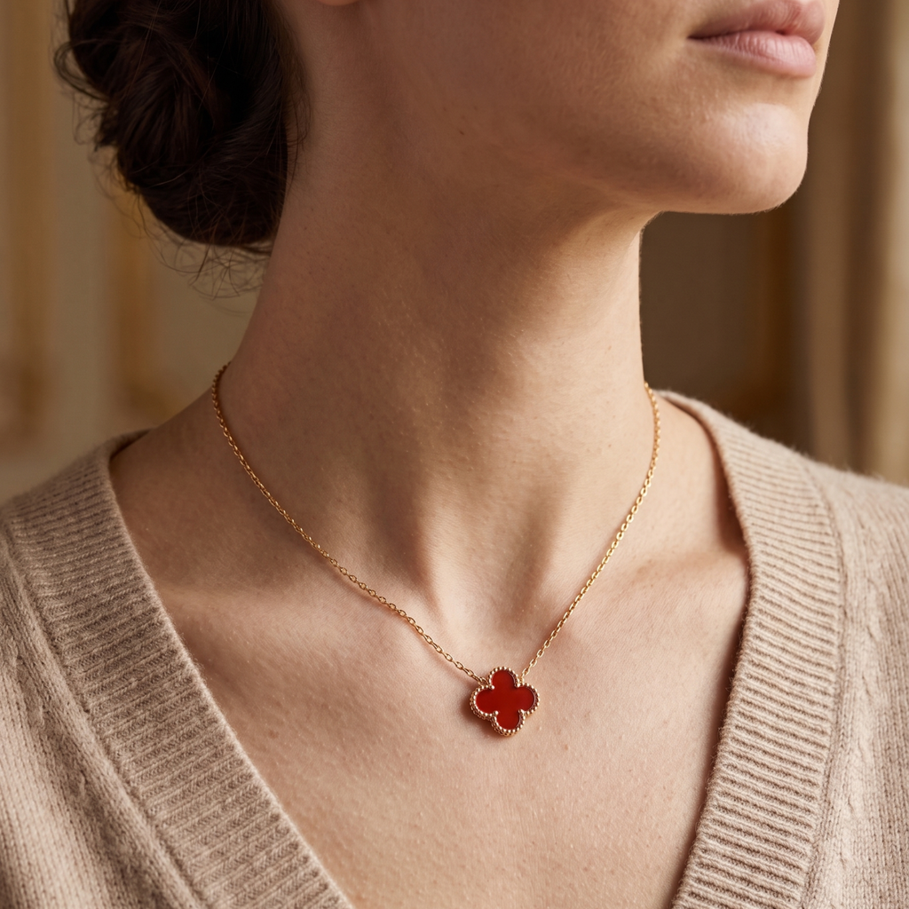 Trèfle Passion Necklace in Crimson Red