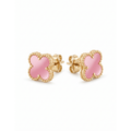 Boucles d'oreilles Trèfle Chance en Rose Pastel & Or Solaire