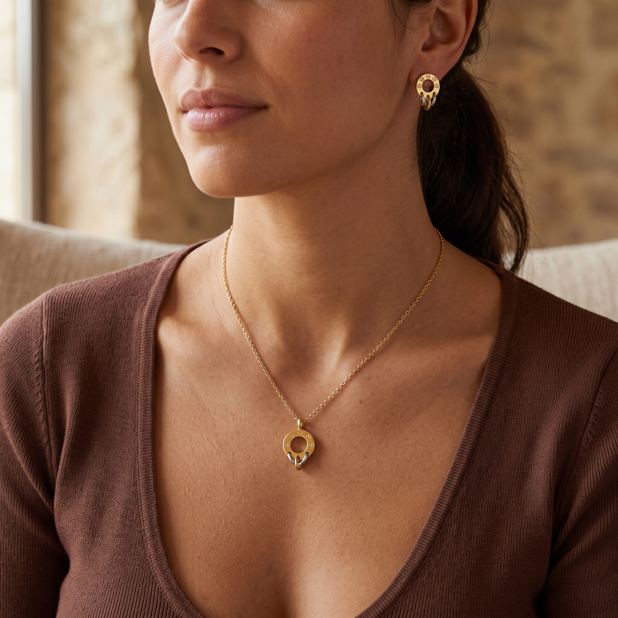 Collar y Pendientes Cercle Trinity Vis