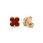 Boucles d'oreilles Trèfle Chance en Rouge Terre Cuite & Or Solaire