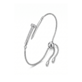 Pulsera Ajustable Clou Pavé Éclat en Plata Brillante