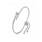 Pulsera Ajustable Clou Pavé Éclat en Plata Brillante