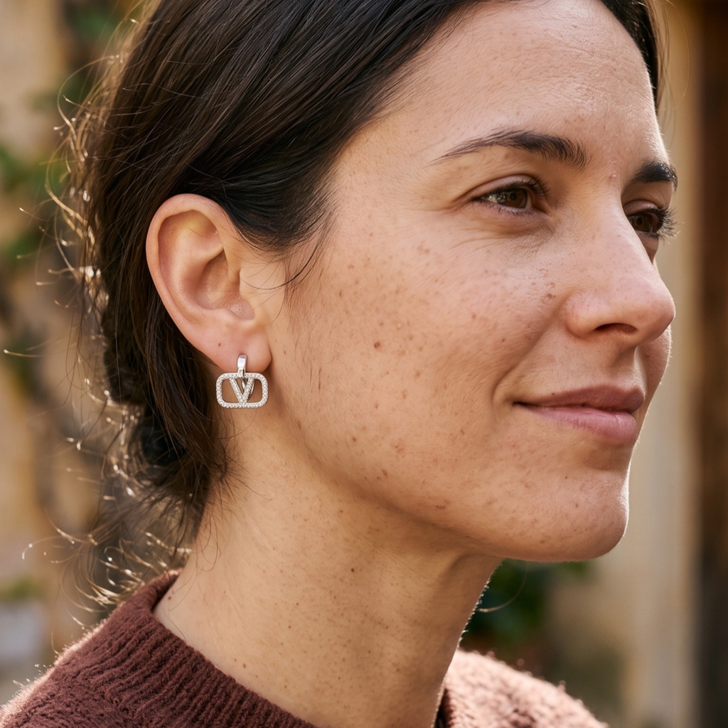 Pendientes Monogramme Pavé Argenté