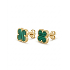 Boucles d'oreilles puces Clover Forêt Noble à texture ondulée dorée