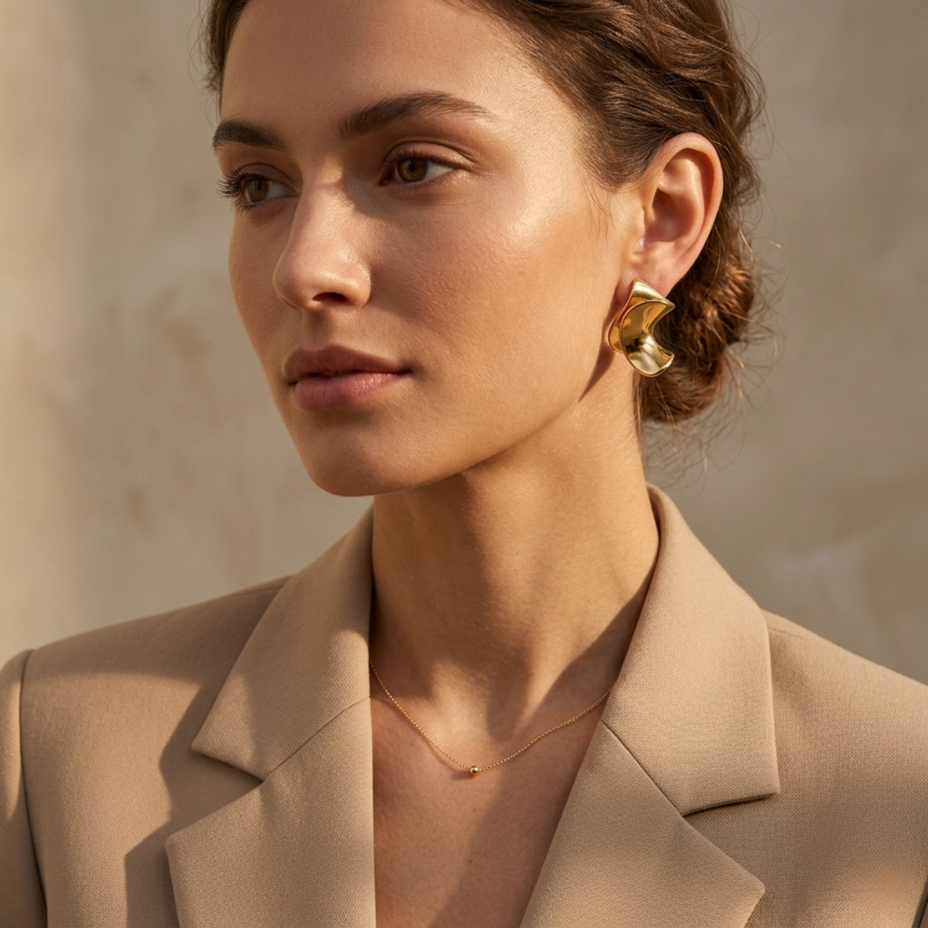 Boucles d'oreilles Vague d'Or Torsion Sculpturale