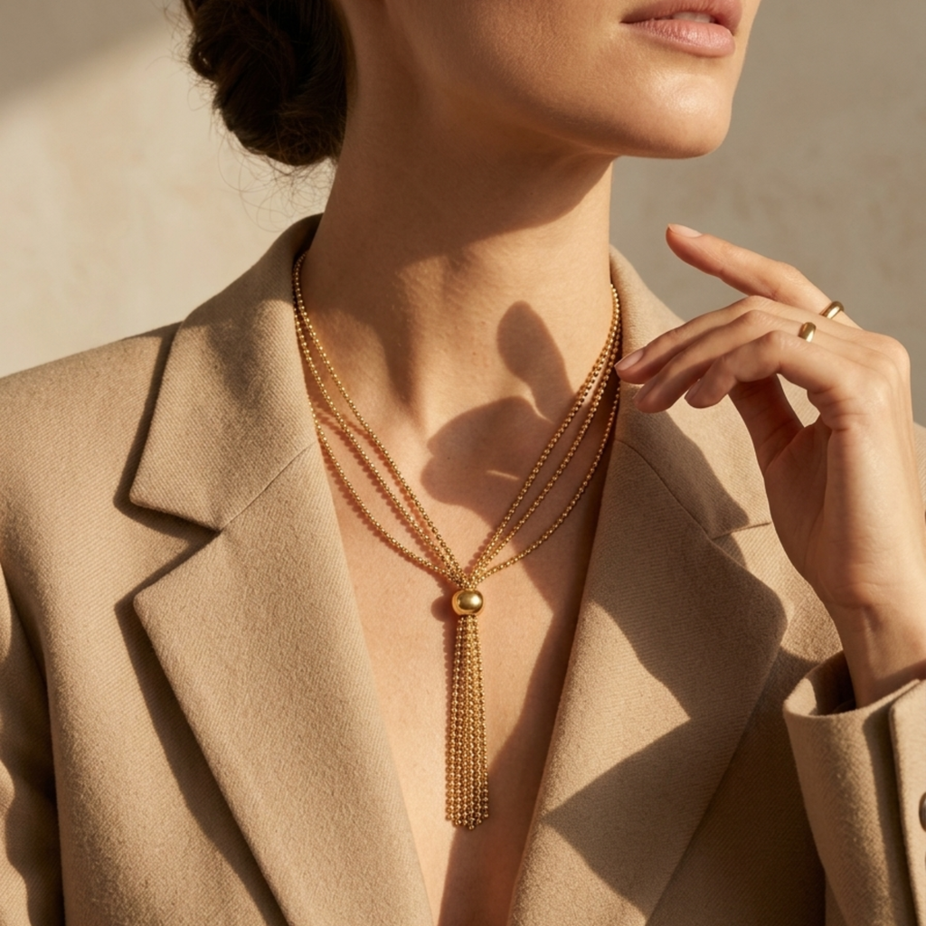 Collier Lariat Essence Perlée minimaliste